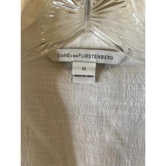 DIANE von FURSTENBERG DVF Gavyn Vest Cotton White Textured SingleButton Size 12 - Picture 2 of 10